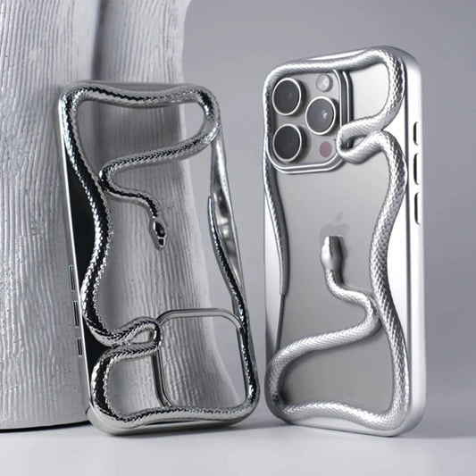 Matte 3D Hollow Snake Soft Phone Case For iPhone 17 Air 16 11 12 13 14 15 Pro Max Plus Plating Heat Dissipation Cover Funda
