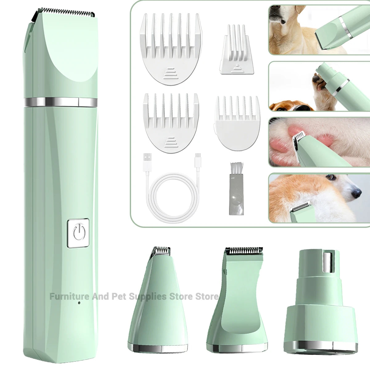 Professional 4-in-1 Electric Pet Grooming Tool Set Dog Hair Clippers USB Rechargeable Pets Haircut Trimmer Shaver Cats Supplies