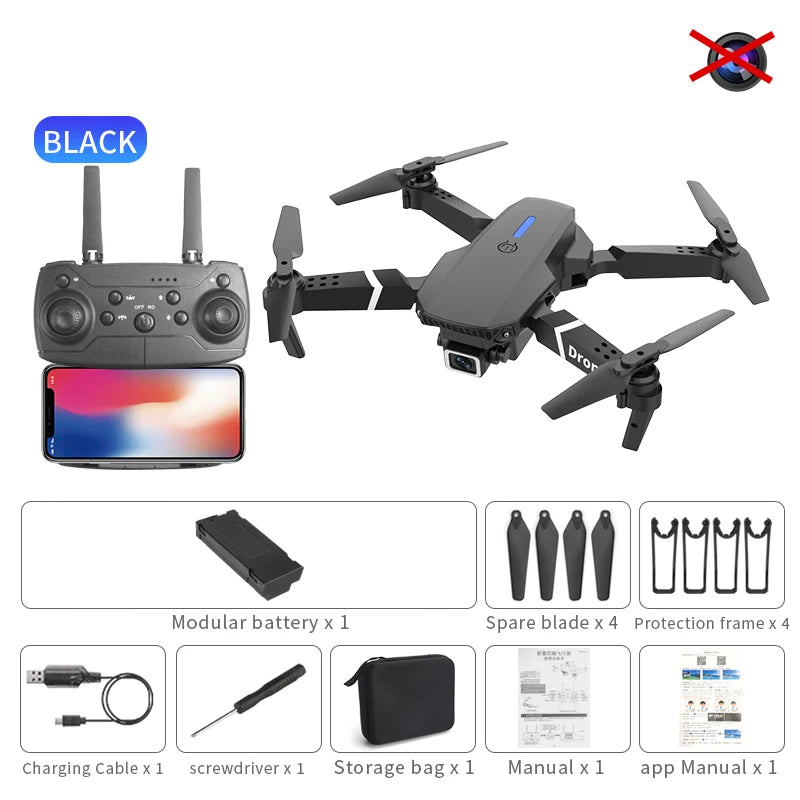Mini Drone E88 Profesional 180° Electric Adjustable Obstacle Avoidance Bushless Uav 15000M Quadcopter toy