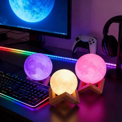 12cm 7 Color Changing Moon Lamp Wireless Night Lamp Table Lamps Romantic Button Battery Powered Indoors Lighting