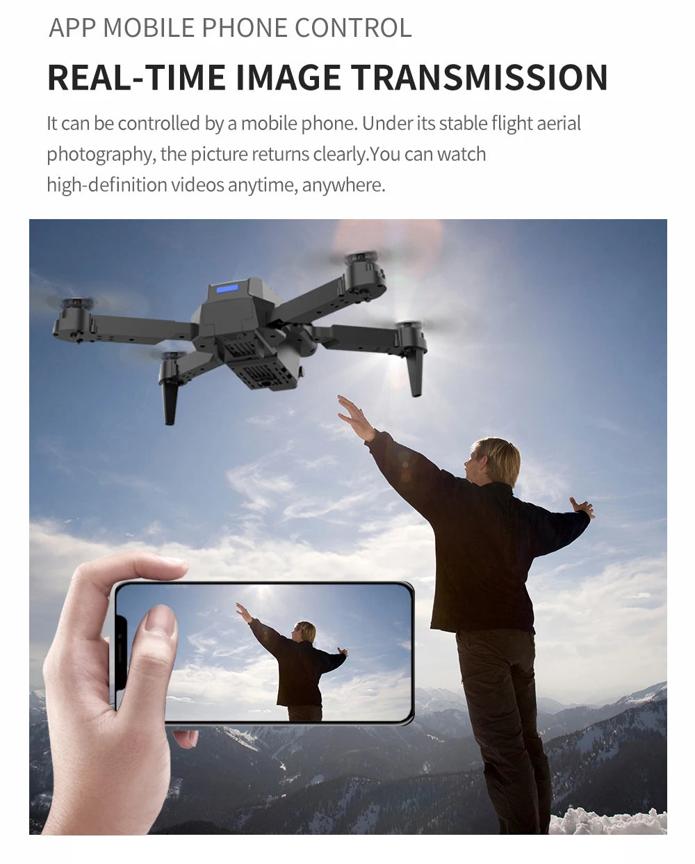 Mini Drone E88 Profesional 180° Electric Adjustable Obstacle Avoidance Bushless Uav 15000M Quadcopter toy