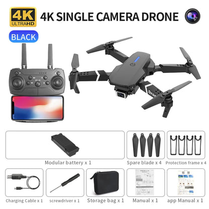 Mini Drone E88 Profesional 180° Electric Adjustable Obstacle Avoidance Bushless Uav 15000M Quadcopter toy