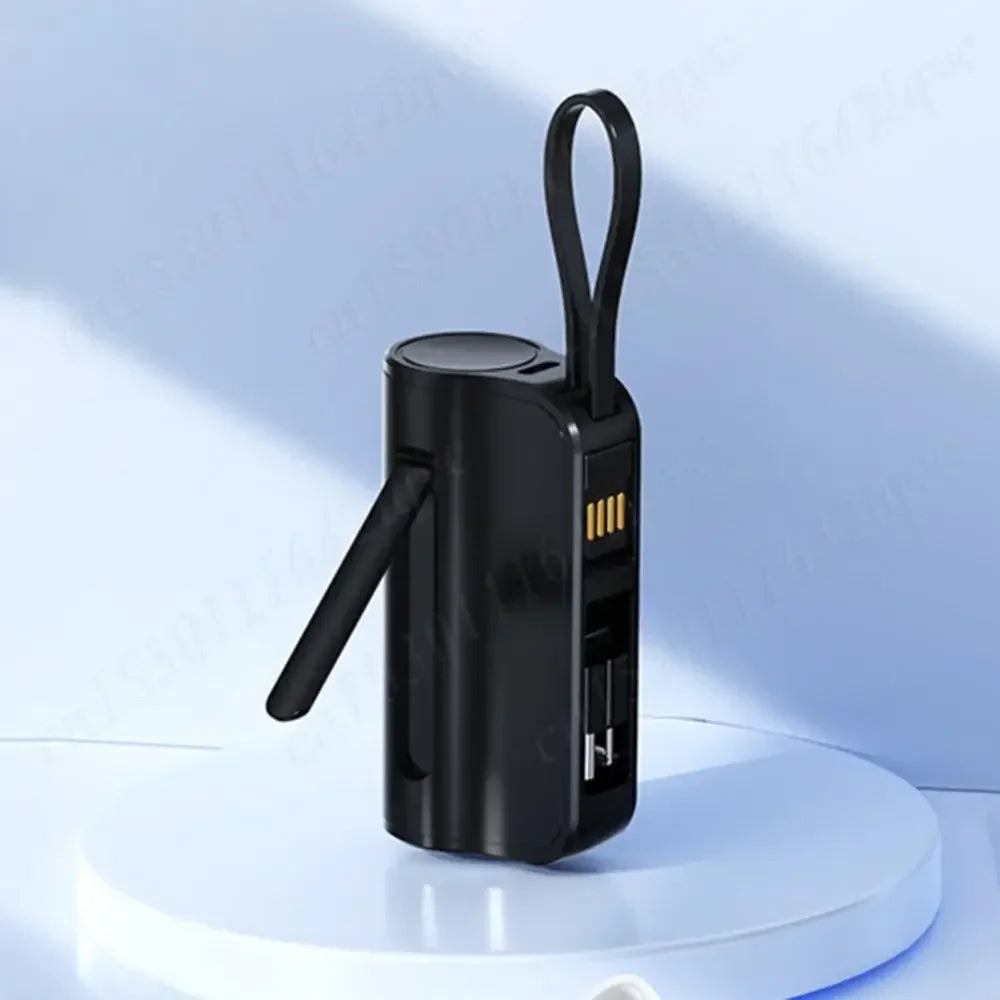 New 10000mAh Mini Power Bank Portable Charger Capsule PowerBank Built-in Cables Fast Charging External Battery for IPhone Xiaomi