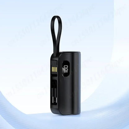 New 10000mAh Mini Power Bank Portable Charger Capsule PowerBank Built-in Cables Fast Charging External Battery for IPhone Xiaomi