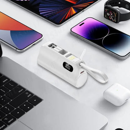 New 10000mAh Mini Power Bank Portable Charger Capsule PowerBank Built-in Cables Fast Charging External Battery for IPhone Xiaomi