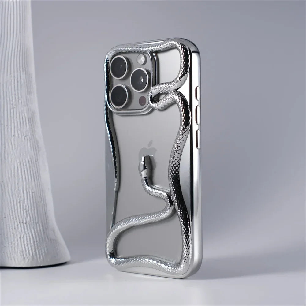 Capa de Telefone Macia de Cobra Oca 3D Mate Para iPhone 17 Air 16 11 12 13 14 15 Pro Max Plus Capa de Dissipação de Calor com Revestimento Funda
