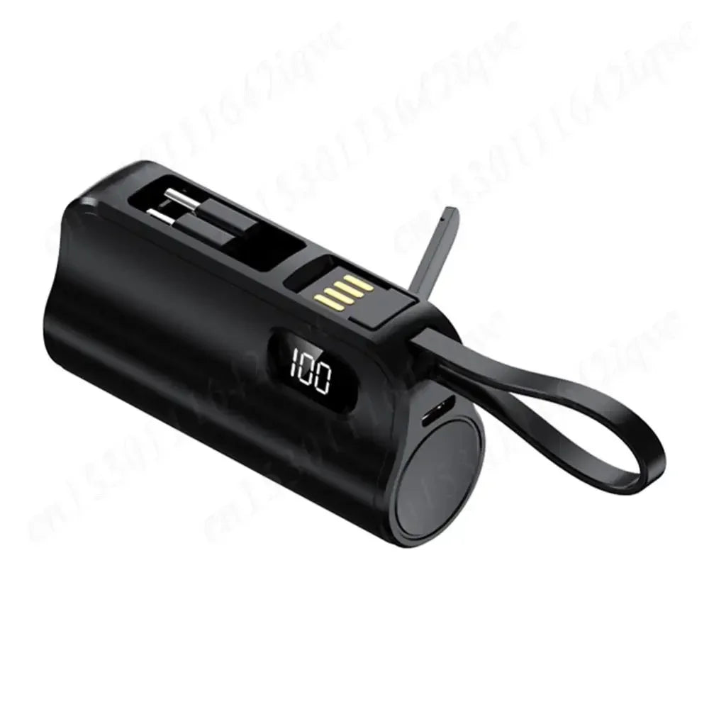 New 10000mAh Mini Power Bank Portable Charger Capsule PowerBank Built-in Cables Fast Charging External Battery for IPhone Xiaomi