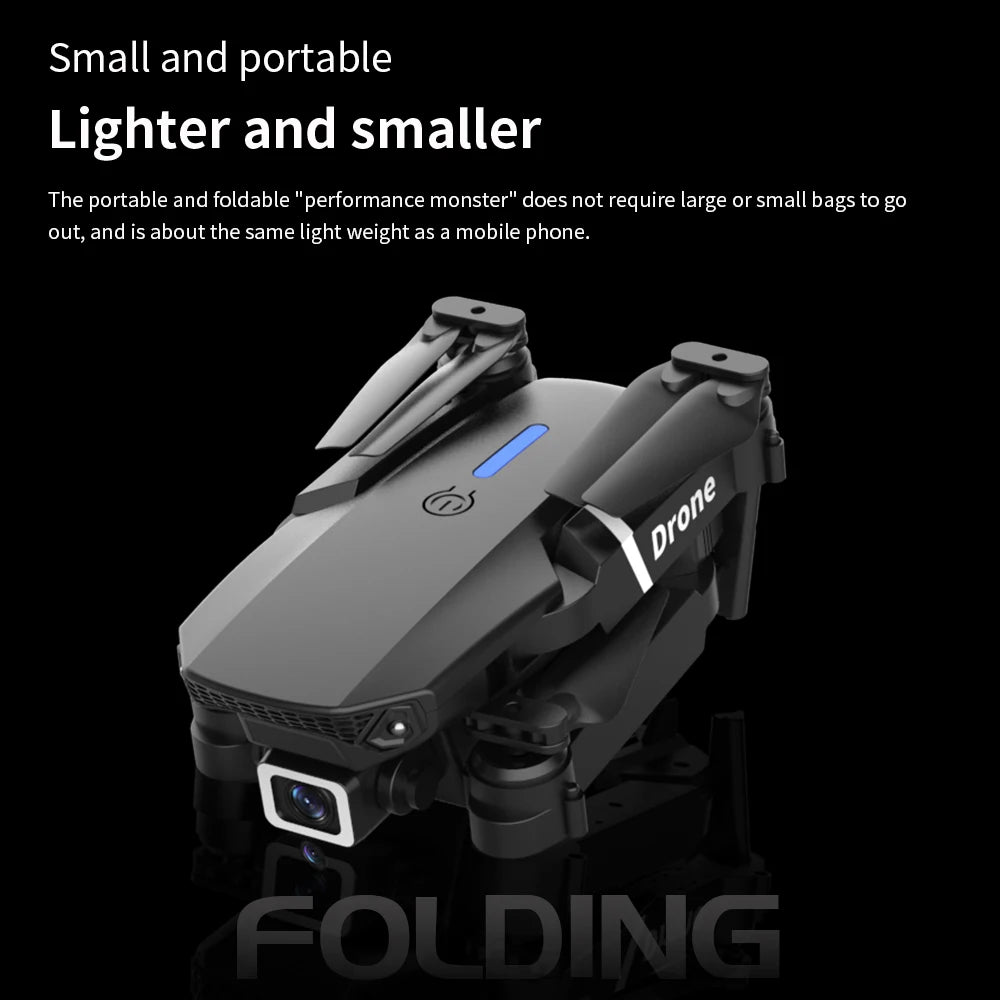 Mini Drone E88 Profesional 180° Electric Adjustable Obstacle Avoidance Bushless Uav 15000M Quadcopter toy