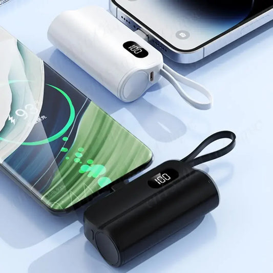 New 10000mAh Mini Power Bank Portable Charger Capsule PowerBank Built-in Cables Fast Charging External Battery for IPhone Xiaomi