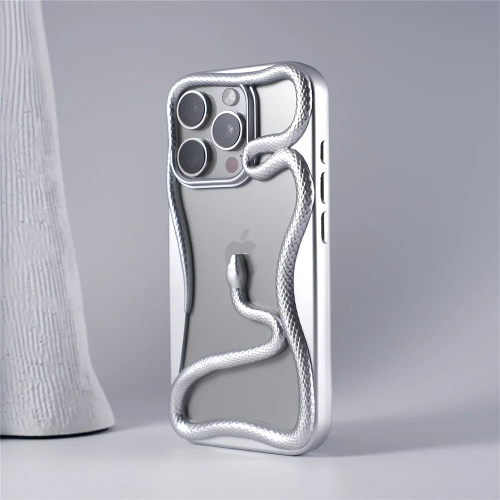 Capa de Telefone Macia de Cobra Oca 3D Mate Para iPhone 17 Air 16 11 12 13 14 15 Pro Max Plus Capa de Dissipação de Calor com Revestimento Funda