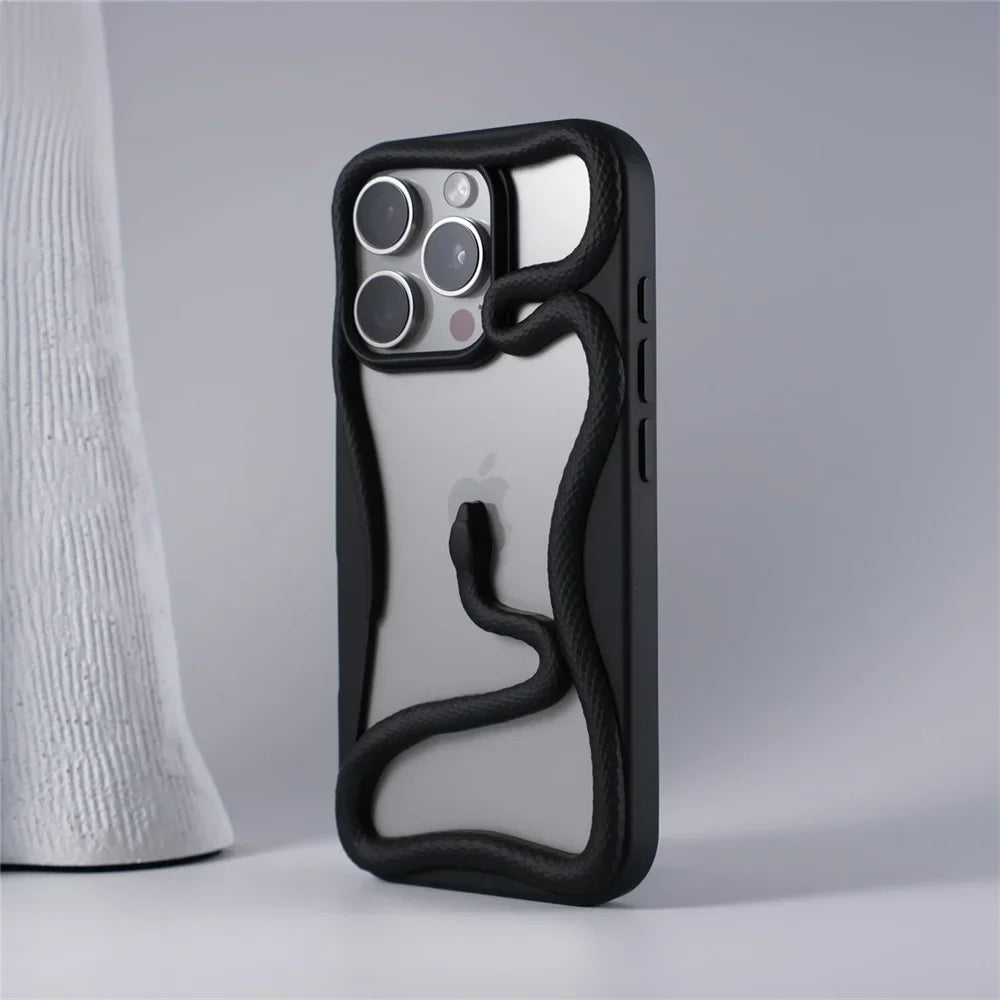 Capa de Telefone Macia de Cobra Oca 3D Mate Para iPhone 17 Air 16 11 12 13 14 15 Pro Max Plus Capa de Dissipação de Calor com Revestimento Funda