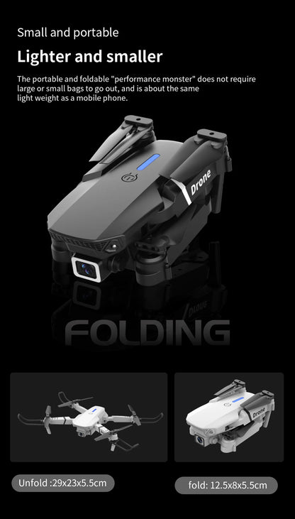 Mini Drone E88 Profesional 180° Electric Adjustable Obstacle Avoidance Bushless Uav 15000M Quadcopter toy