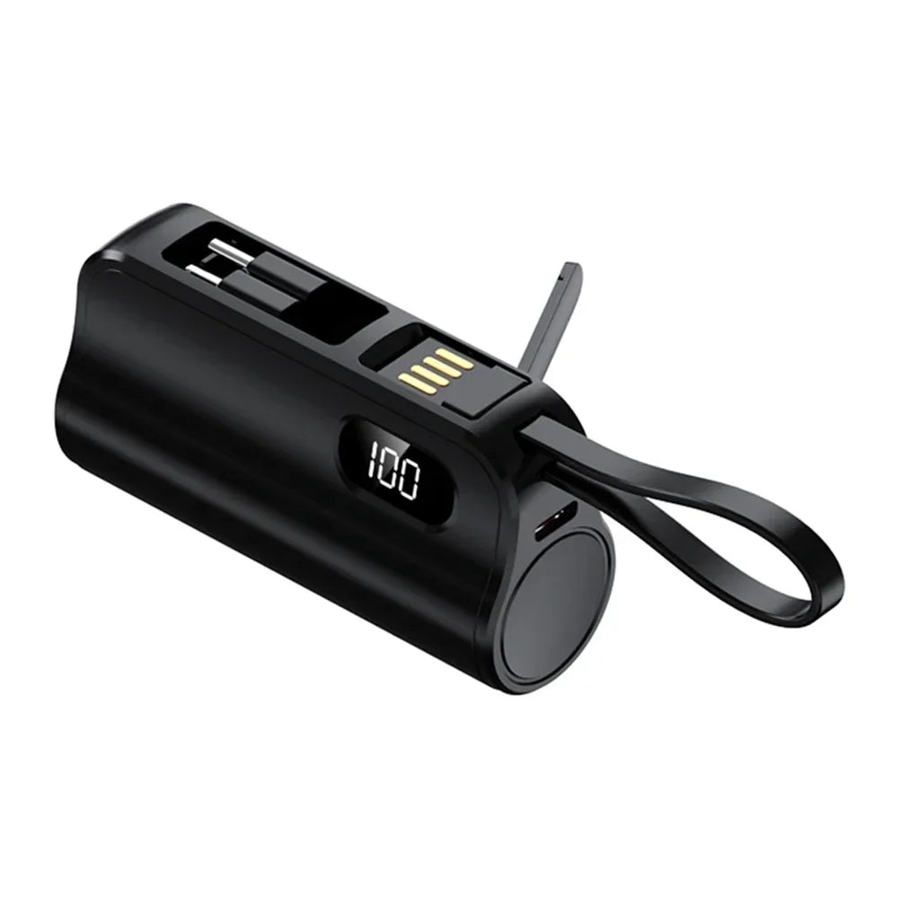 New 10000mAh Mini Power Bank Portable Charger Capsule PowerBank Built-in Cables Fast Charging External Battery for IPhone Xiaomi