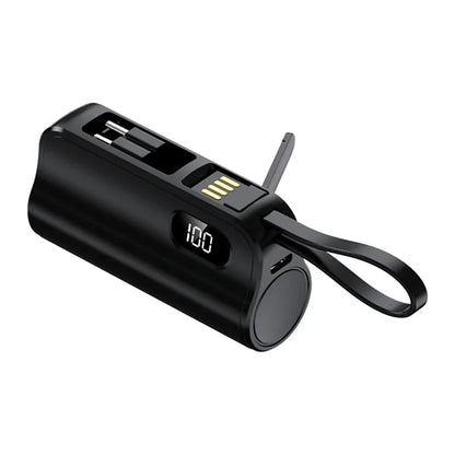 New 10000mAh Mini Power Bank Portable Charger Capsule PowerBank Built-in Cables Fast Charging External Battery for IPhone Xiaomi