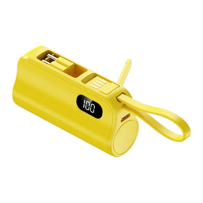 New 10000mAh Mini Power Bank Portable Charger Capsule PowerBank Built-in Cables Fast Charging External Battery for IPhone Xiaomi