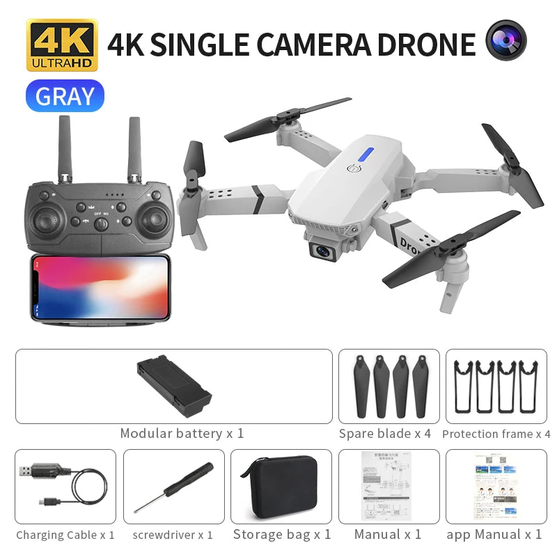 Mini Drone E88 Profesional 180° Electric Adjustable Obstacle Avoidance Bushless Uav 15000M Quadcopter toy