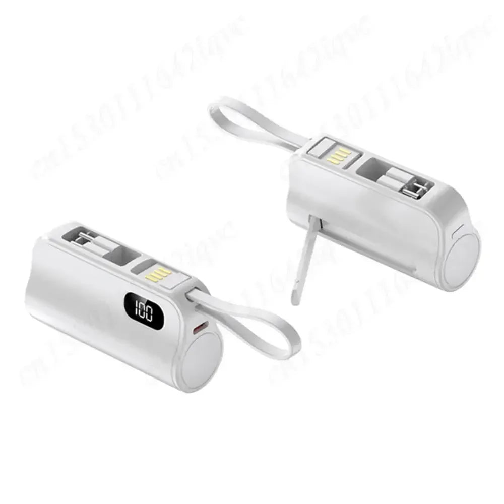 New 10000mAh Mini Power Bank Portable Charger Capsule PowerBank Built-in Cables Fast Charging External Battery for IPhone Xiaomi