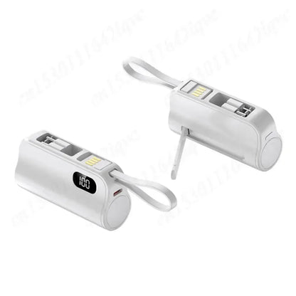 New 10000mAh Mini Power Bank Portable Charger Capsule PowerBank Built-in Cables Fast Charging External Battery for IPhone Xiaomi