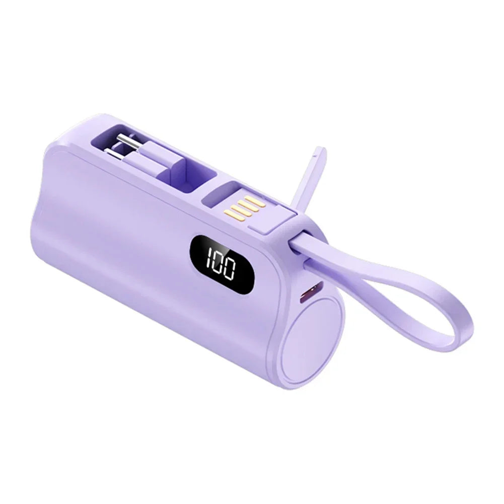 New 10000mAh Mini Power Bank Portable Charger Capsule PowerBank Built-in Cables Fast Charging External Battery for IPhone Xiaomi