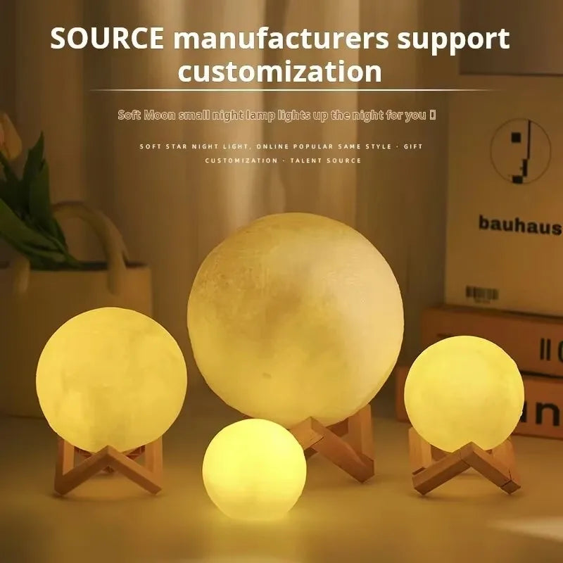 12cm 7 Color Changing Moon Lamp Wireless Night Lamp Table Lamps Romantic Button Battery Powered Indoors Lighting