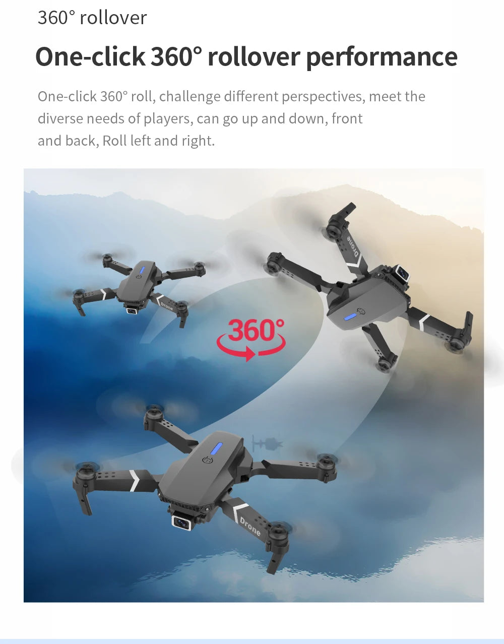 Mini Drone E88 Profesional 180° Electric Adjustable Obstacle Avoidance Bushless Uav 15000M Quadcopter toy