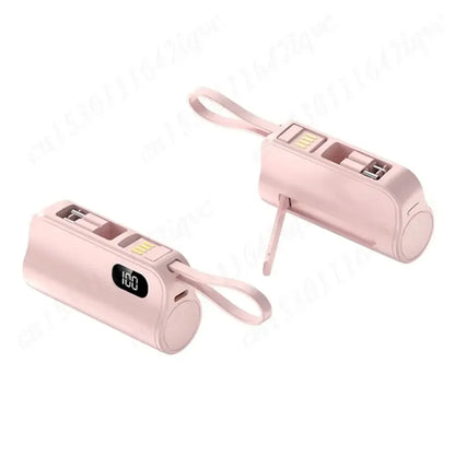 New 10000mAh Mini Power Bank Portable Charger Capsule PowerBank Built-in Cables Fast Charging External Battery for IPhone Xiaomi