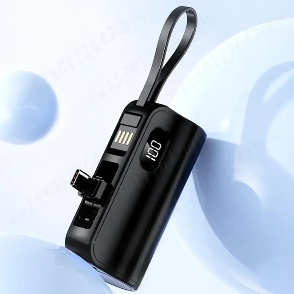 New 10000mAh Mini Power Bank Portable Charger Capsule PowerBank Built-in Cables Fast Charging External Battery for IPhone Xiaomi