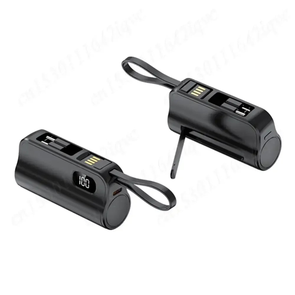 New 10000mAh Mini Power Bank Portable Charger Capsule PowerBank Built-in Cables Fast Charging External Battery for IPhone Xiaomi