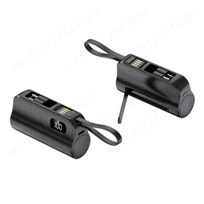 New 10000mAh Mini Power Bank Portable Charger Capsule PowerBank Built-in Cables Fast Charging External Battery for IPhone Xiaomi