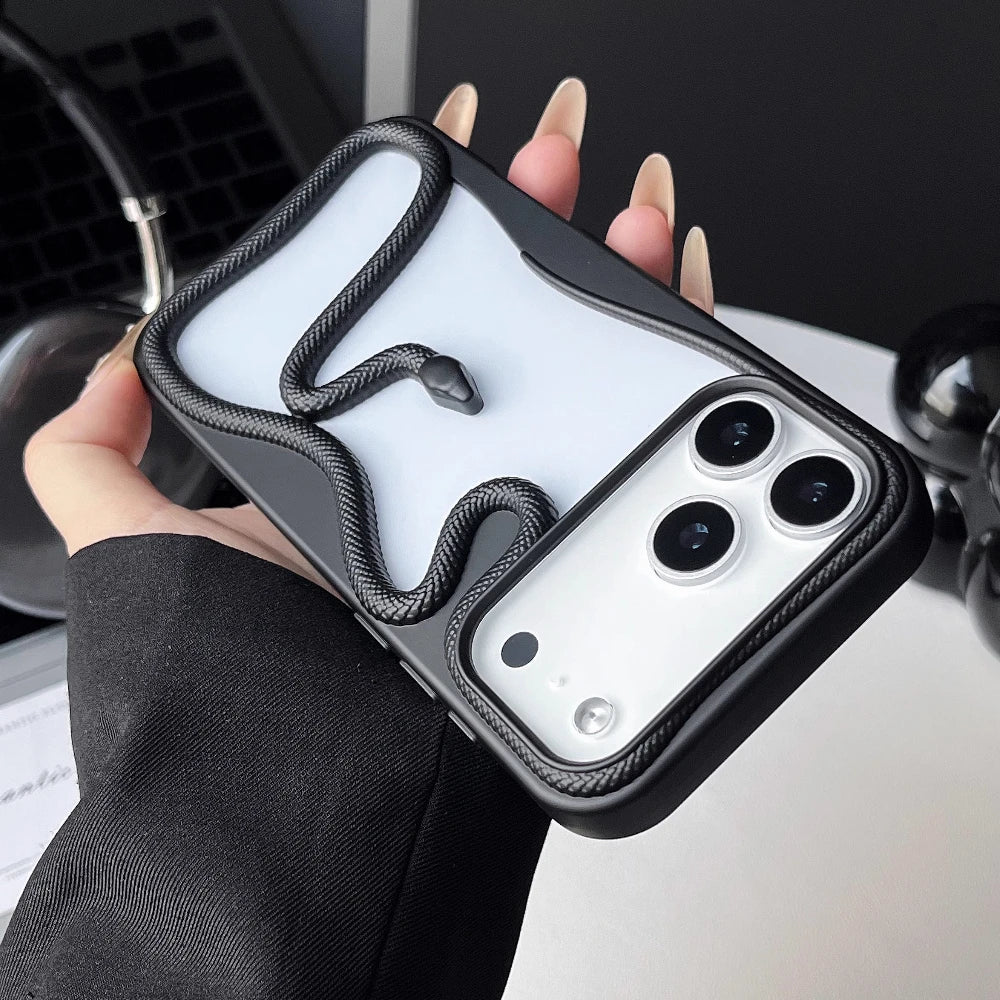 Capa de Telefone Macia de Cobra Oca 3D Mate Para iPhone 17 Air 16 11 12 13 14 15 Pro Max Plus Capa de Dissipação de Calor com Revestimento Funda