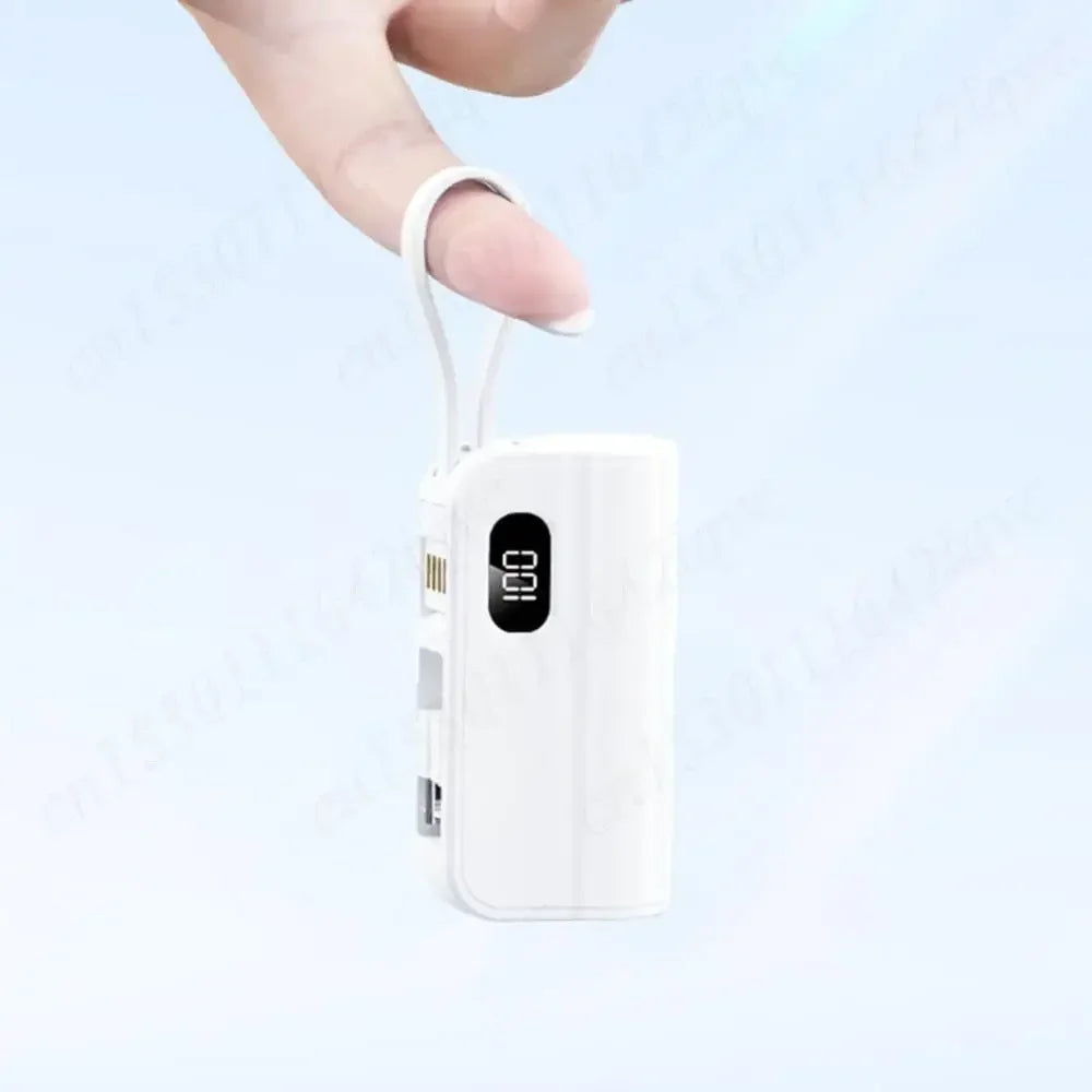 New 10000mAh Mini Power Bank Portable Charger Capsule PowerBank Built-in Cables Fast Charging External Battery for IPhone Xiaomi