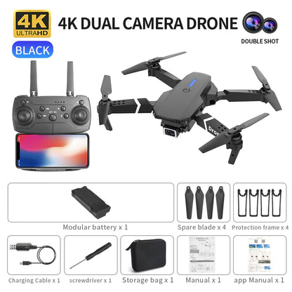 Mini Drone E88 Profesional 180° Electric Adjustable Obstacle Avoidance Bushless Uav 15000M Quadcopter toy