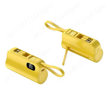 New 10000mAh Mini Power Bank Portable Charger Capsule PowerBank Built-in Cables Fast Charging External Battery for IPhone Xiaomi