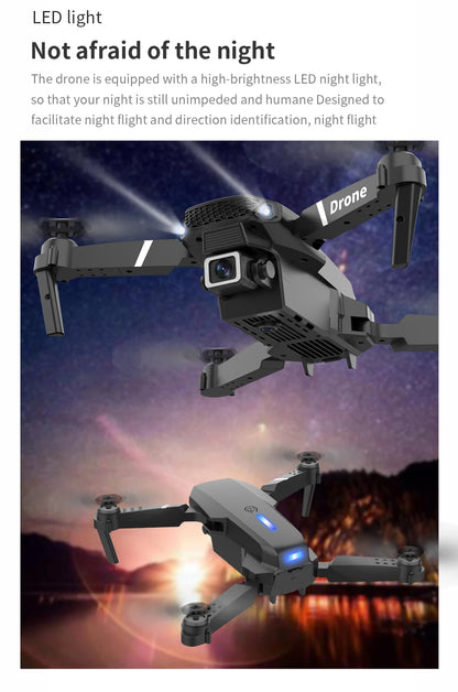 Mini Drone E88 Profesional 180° Electric Adjustable Obstacle Avoidance Bushless Uav 15000M Quadcopter toy