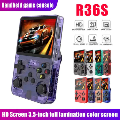 R36S Consola de Jogos Portátil Retro - Ecrã IPS de 3,5 Polegadas, 64GB/128GB/256GB, Dispositivo de Jogos Portátil com Jogos Integrados