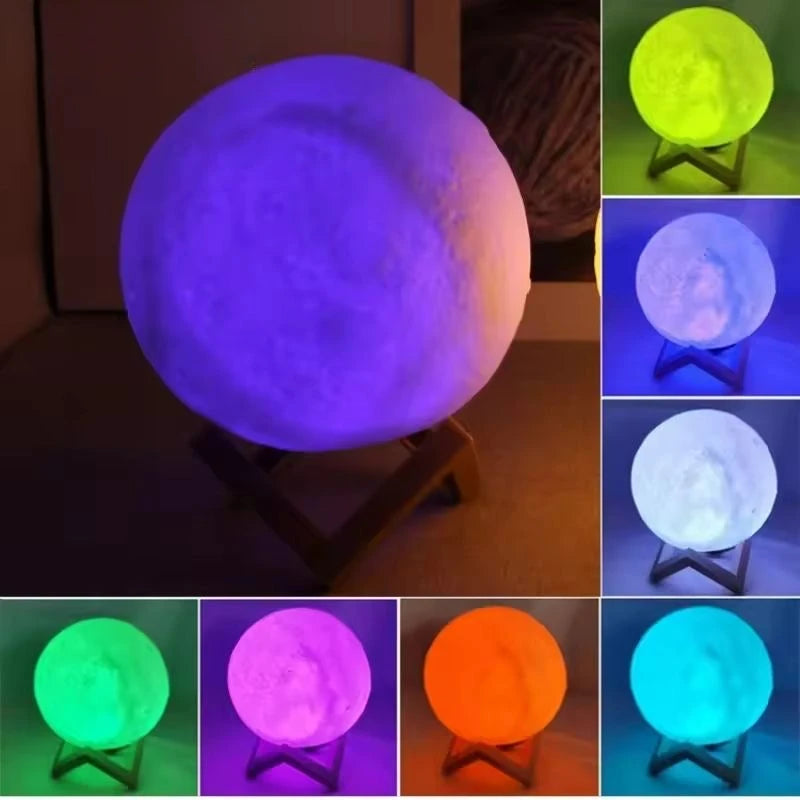 12cm 7 Color Changing Moon Lamp Wireless Night Lamp Table Lamps Romantic Button Battery Powered Indoors Lighting