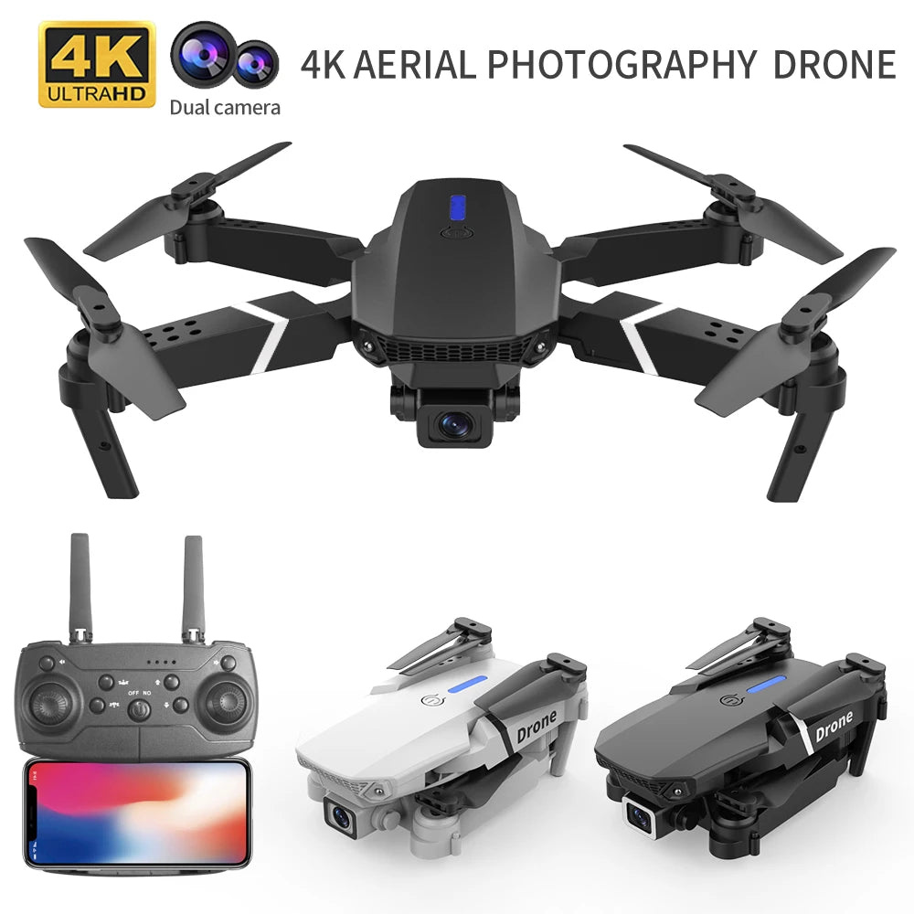 Mini Drone E88 Profesional 180° Electric Adjustable Obstacle Avoidance Bushless Uav 15000M Quadcopter toy