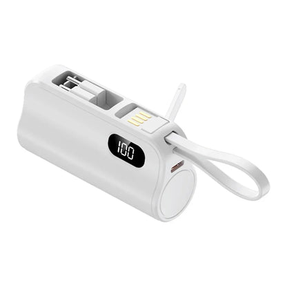 New 10000mAh Mini Power Bank Portable Charger Capsule PowerBank Built-in Cables Fast Charging External Battery for IPhone Xiaomi